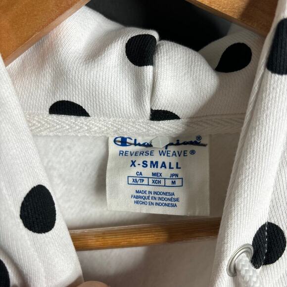 Champion Reverse Weave Polka Dot Hoodie White Size XS - Picture 5 of 5